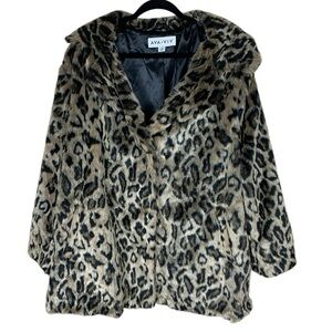 Ava & Viv Leopard Print Faux Fur Coat